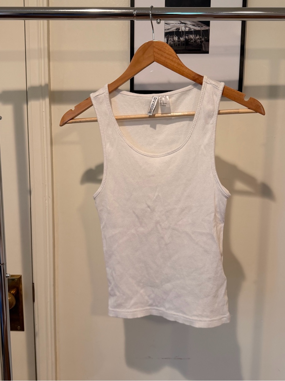 H&M White Ribbed Scoop Neck Tank
